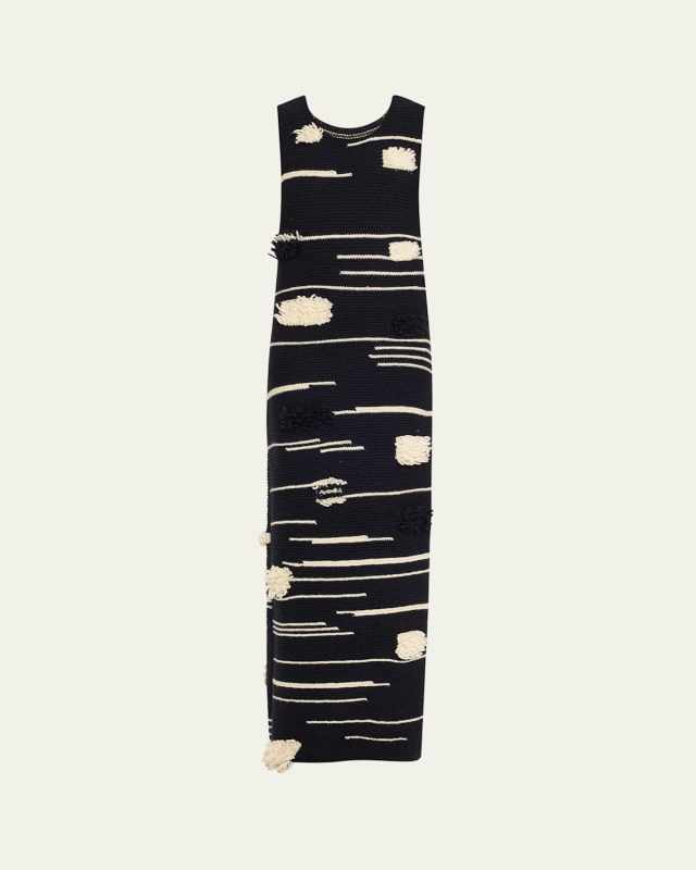 Lune Two-Tone Sleeveless Maxi Wool Dress